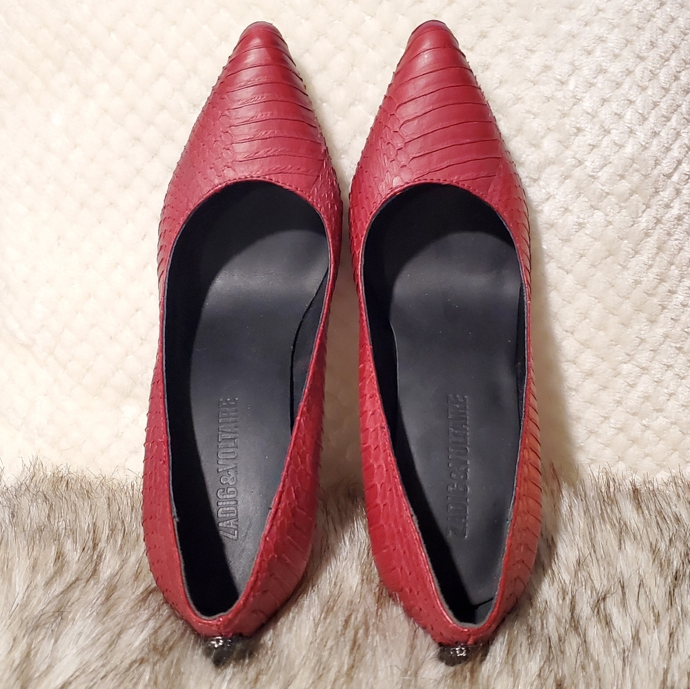 Nwot Zadig & Voltaire Red Python Pointed Toe Heel… - image 3